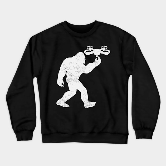 Funny Bigfoot Drone Pilot Sasquatch Crewneck Sweatshirt by Visual Vibes